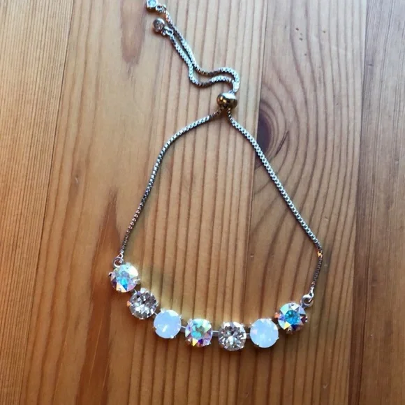 White Opal + AB Adjustable Crystal Bracelet